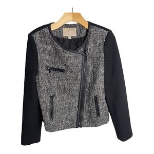 Banana Republic Womens Black/Gray Size Small 6 Button Zipper Front Coat Jacket